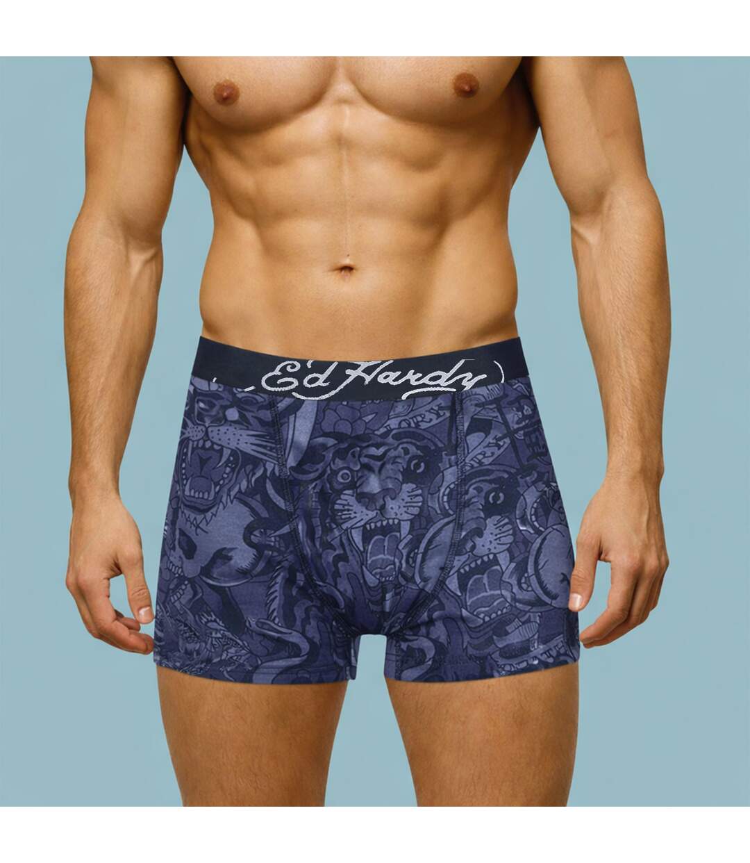 Ed Hardy - Lot de 5 Boxers Homme Bleus Taille Élastique-3