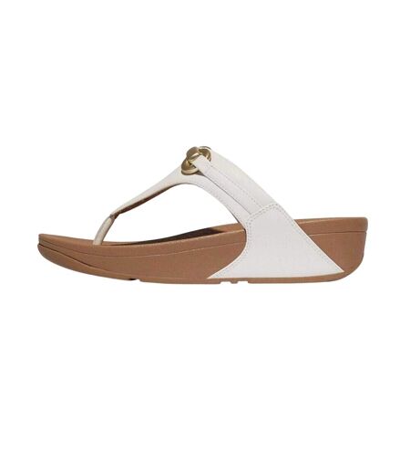 Womens/ladies Leather Snaffle Standard Sandals White Fit Flop