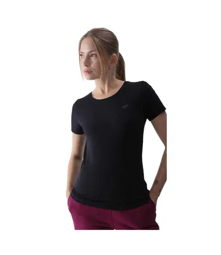 Womens/ladies Cotton Slim T-shirt Black 4F