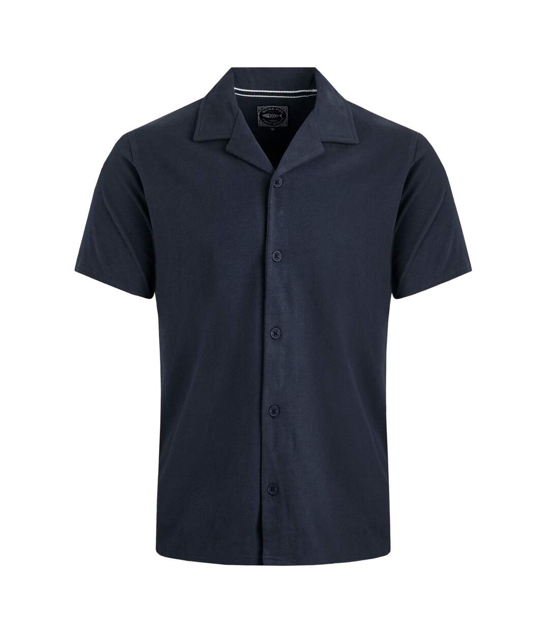 Mens grafton plain jersey short-sleeved shirt navy Weird Fish-1