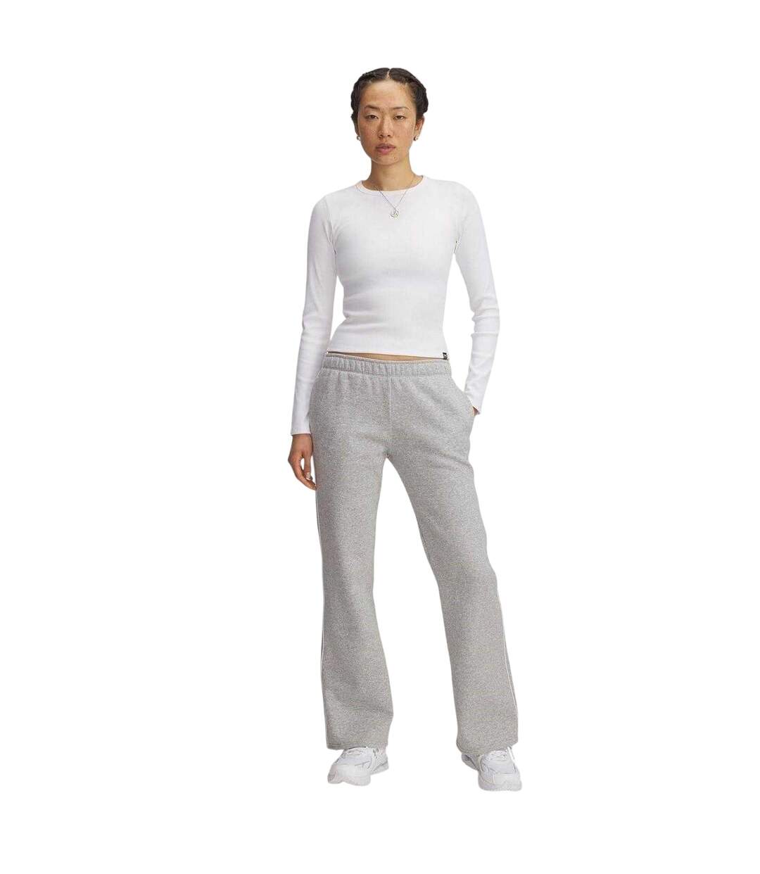 Pantalon De Jogging Motif/style Rayure Latérale Rival Femme Gris Chiné Chiné Under Armour-1