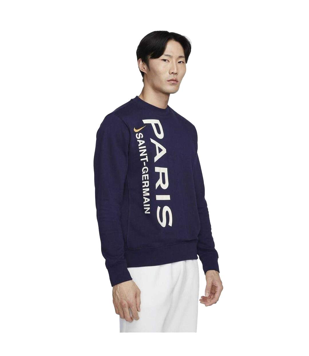 Mens Paris Saint Germain Fc French Terry Crew Neck Sweatshirt Black Blue Nike-2