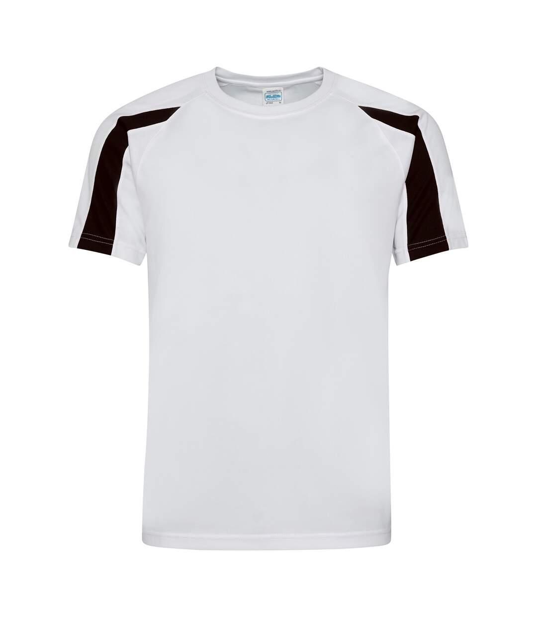 Just Cool Mens Contrast Cool Sports Plain T-Shirt (Arctic White/Jet Black)