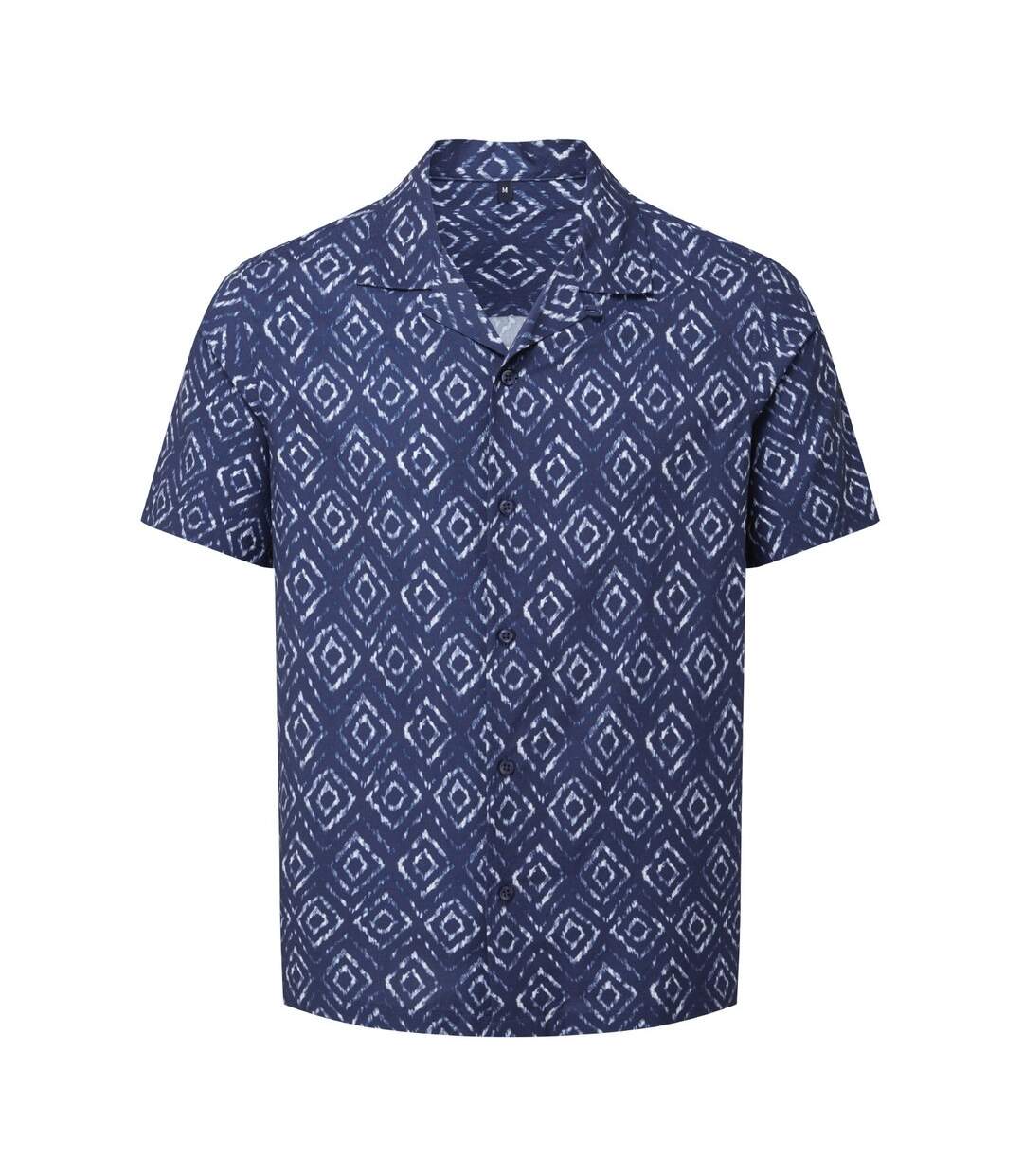 Chemise Motif/style Aztèque Homme Bleu Marine Blanc Cuba-1