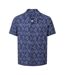 Chemise Motif/style Aztèque Homme Bleu Marine Blanc Cuba-1