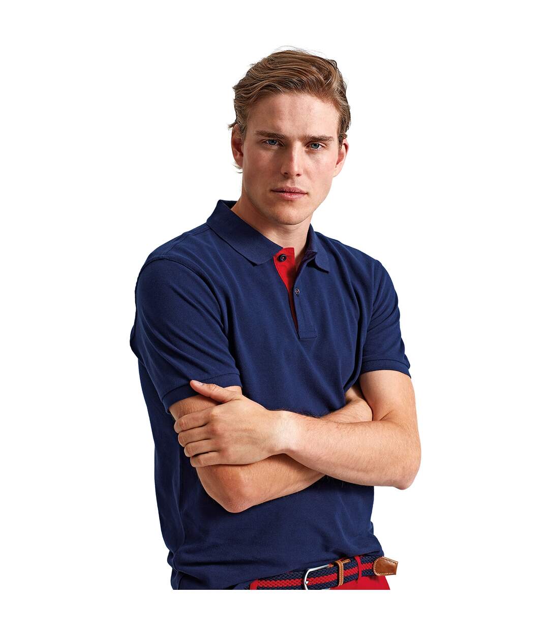 Polo Classique Homme Bleu Marine Rouge Asquith & Fox-1