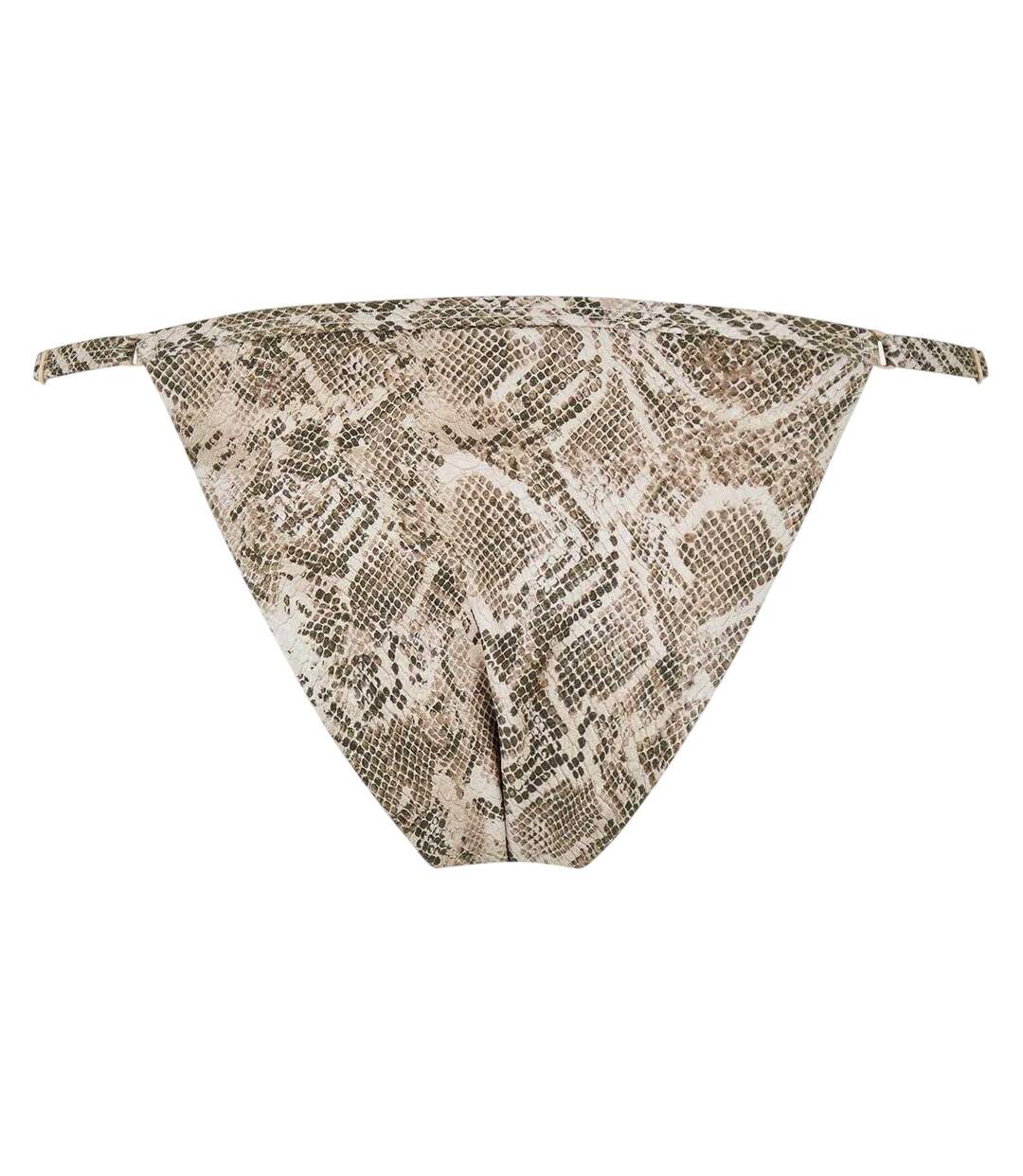 Womens/ladies Snakeskin Hipster Bikini Bottoms Brown Good American-2