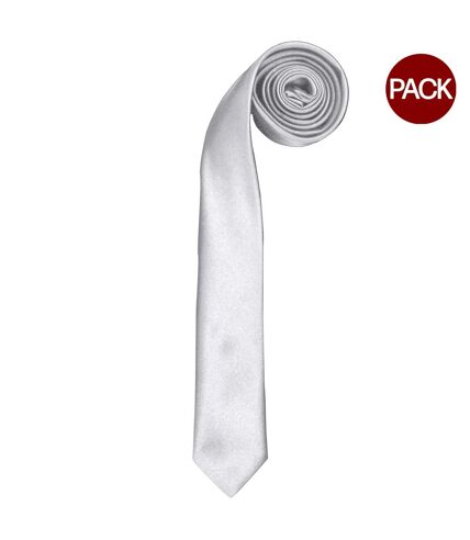 Premier Tie - Mens Slim Retro Work Tie (Pack of 2) (White) (One Size) - UTRW6949