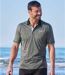 Pack of 2 Men's Sporty Polo Shirts - Mottled Grey Emerald