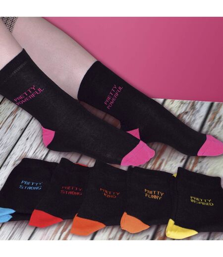 6 Pack Ladies Pretty Socks Happy Colourful Kind Funny Socks