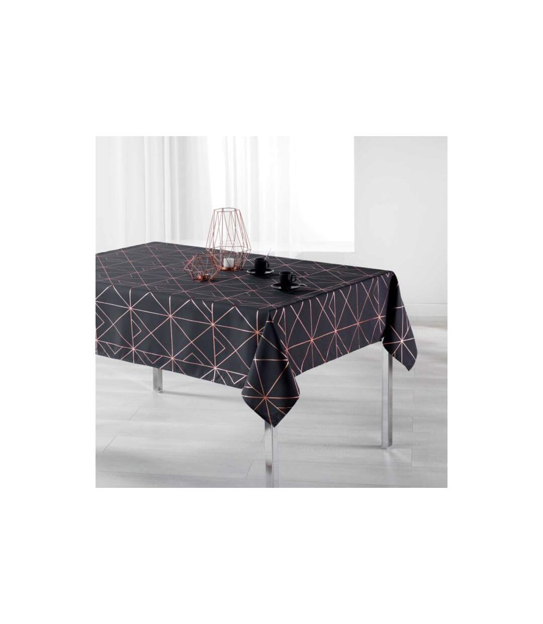 Nappe Rectangulaire Imprimée Quadris 150x240cm Anthracite-1