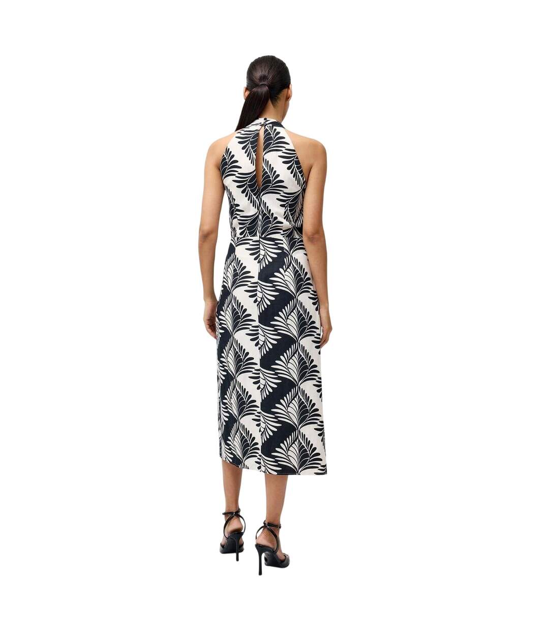 Robe Portefeuille Motif/style Imprimé Feuille Ariette Femme Noir Crème French Connection-3