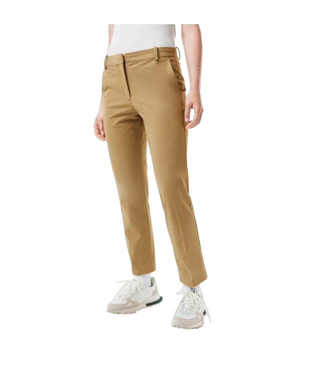 Womens/ladies Cotton Blend Regular Chinos Tan Lacoste-1
