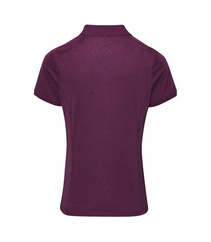Premier Womens/Ladies Coolchecker Short Sleeve Pique Polo T-Shirt (Aubergine)
