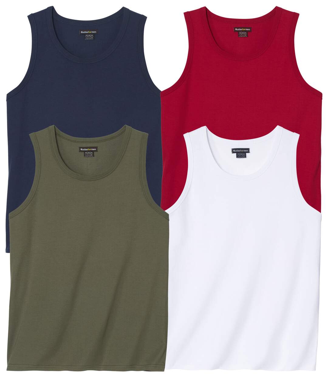 Pack of 4 Men's Casual Vests - Navy Red Khaki White-1