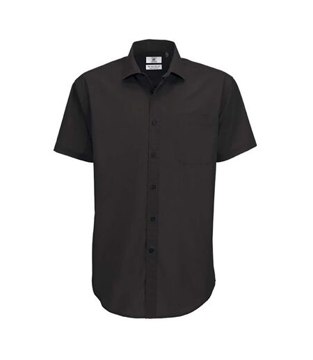 B&C Mens Smart Short Sleeve Shirt / Mens Shirts (Black)