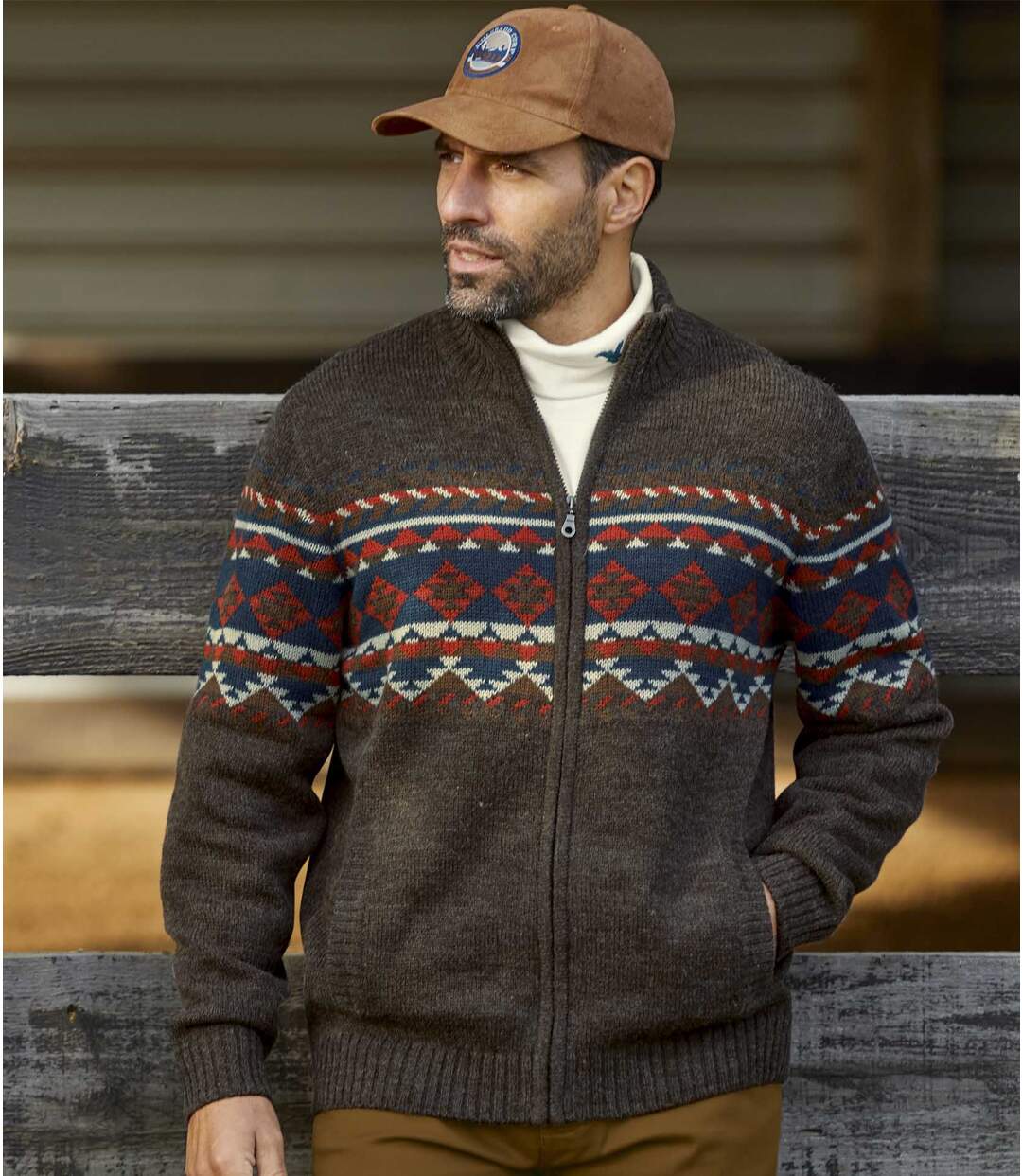 Pletený sveter na zips Navajo-1