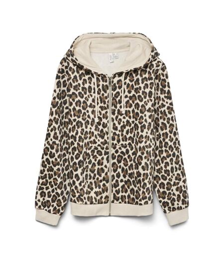 Sweat zippé léopard beige femme vero moda clippa - l