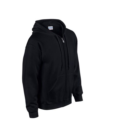 Unisex adult heavy blend full zip full zip hoodie black Gildan