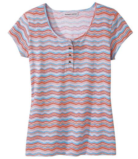 Women's Zigzag Print T-Shirt - Multi-coloured