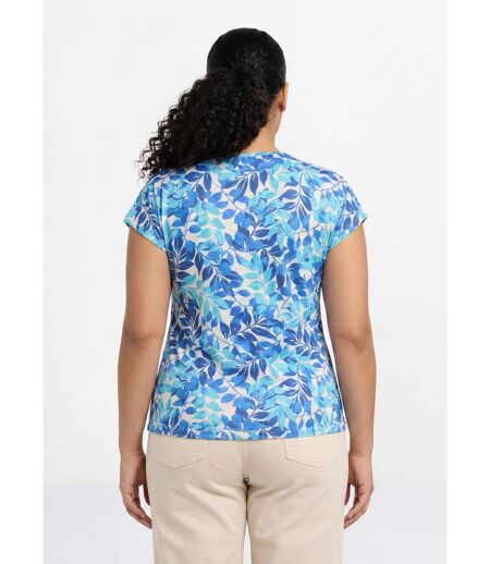 T-shirt manches courtes imprimé feuillage col rond