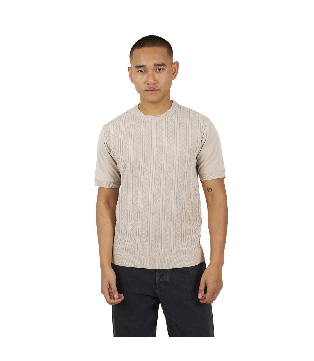 Haut Manches Courtes Homme Beige Gris Chiné Brave Soul-2