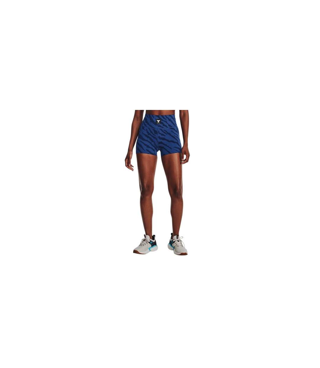 Womens/ladies Project Rock High Rise Shorts Blue Mirage Under Armour-1