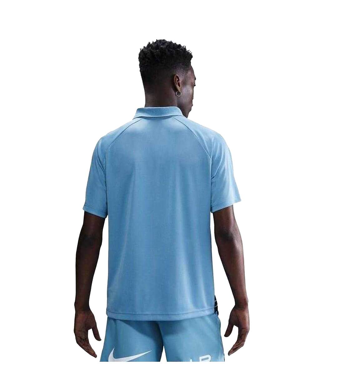 Mens Air Swoosh Stripes Polo Shirt Blue Nike-3