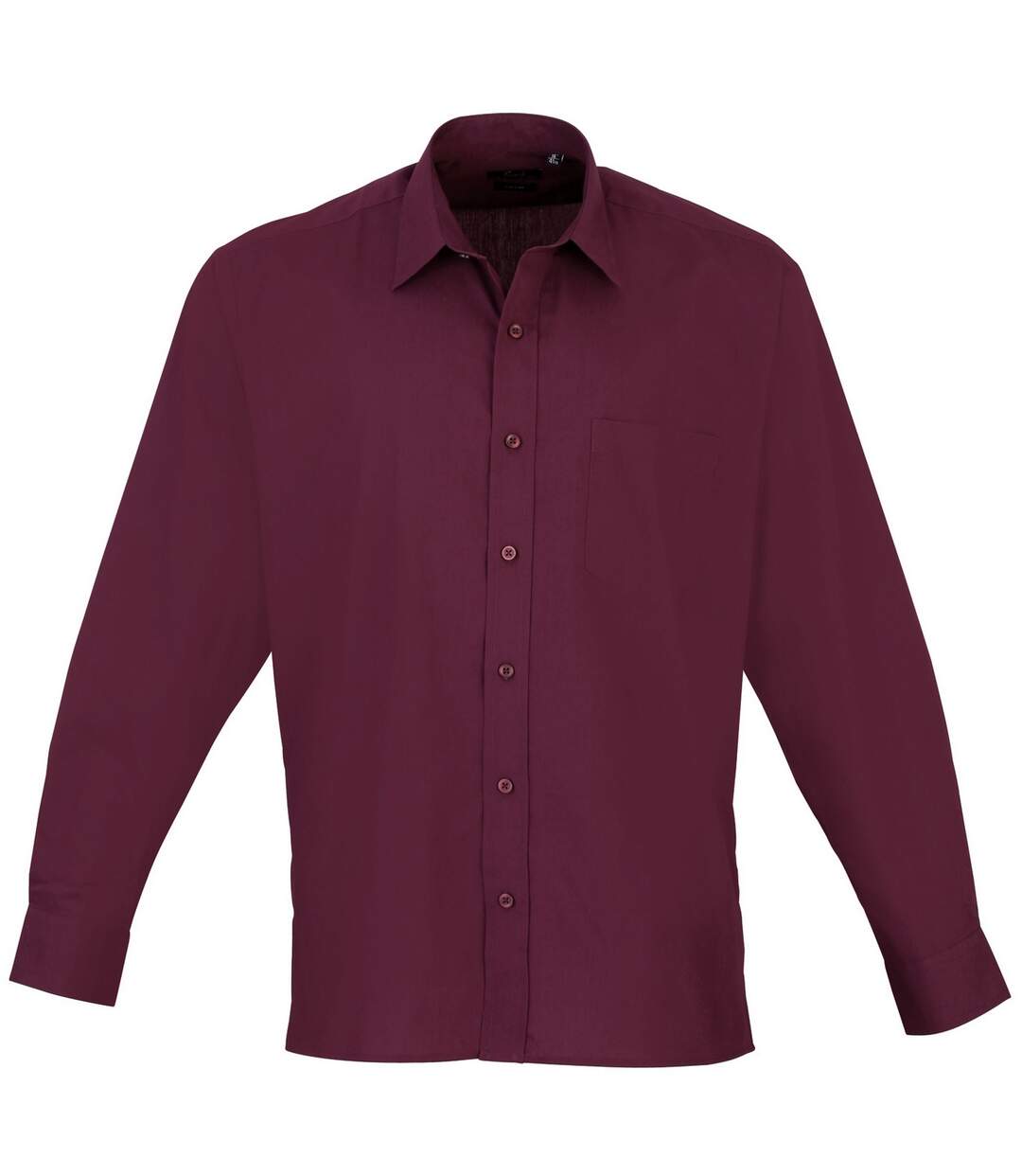 Premier Mens Long Sleeve Formal Plain Work Poplin Shirt (Aubergine) - UTRW1081