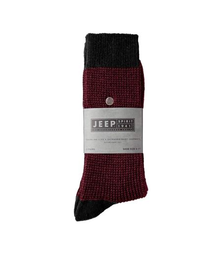2 Pack Men's Casual Ribbed Cotton Dress Socks | Midweight Square Knit Socks