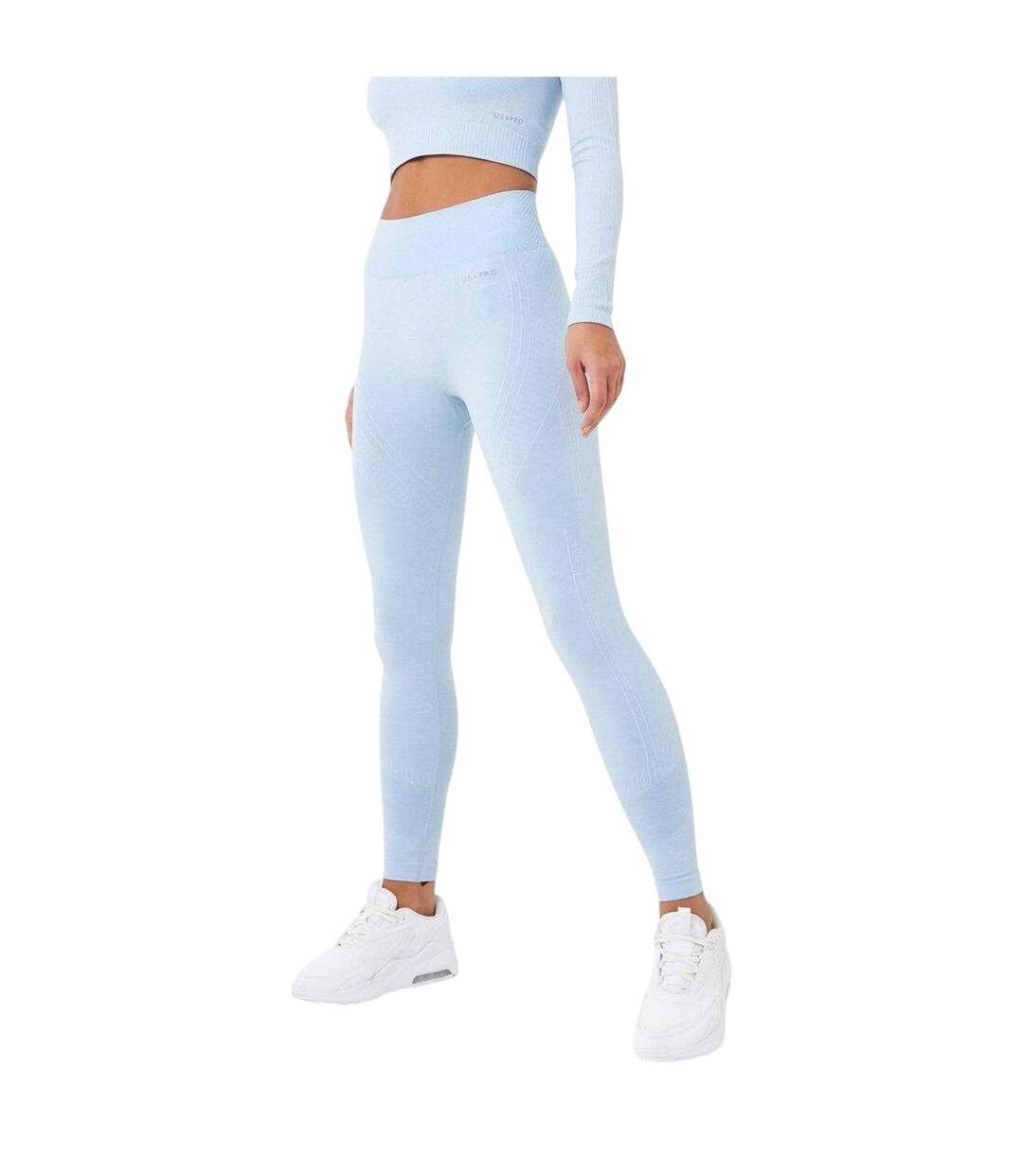 Womens/ladies Seamless High Rise Leggings Brunnera Blue USA Pro-2
