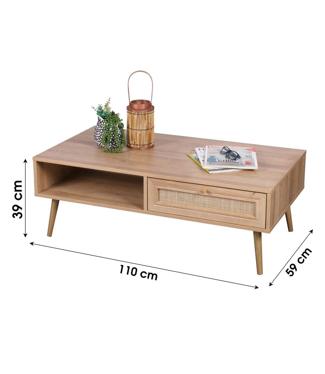 Table basse Bali avec 1 tiroir et 1 niche de rangement-3