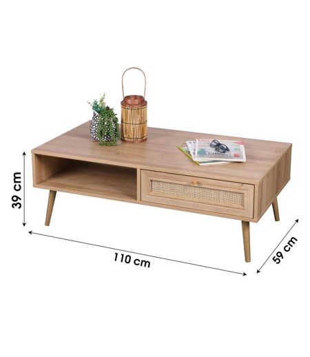 Table basse Bali avec 1 tiroir et 1 niche de rangement