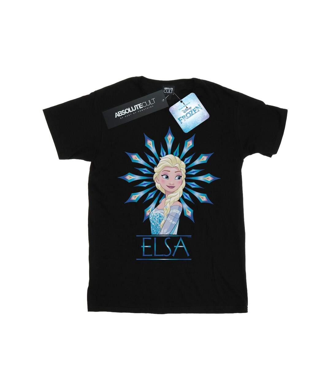 Disney Femme/Ladies Frozen Elsa Snowflake Cotton Boyfriend T-Shirt (Noir) - UTBI24907-1