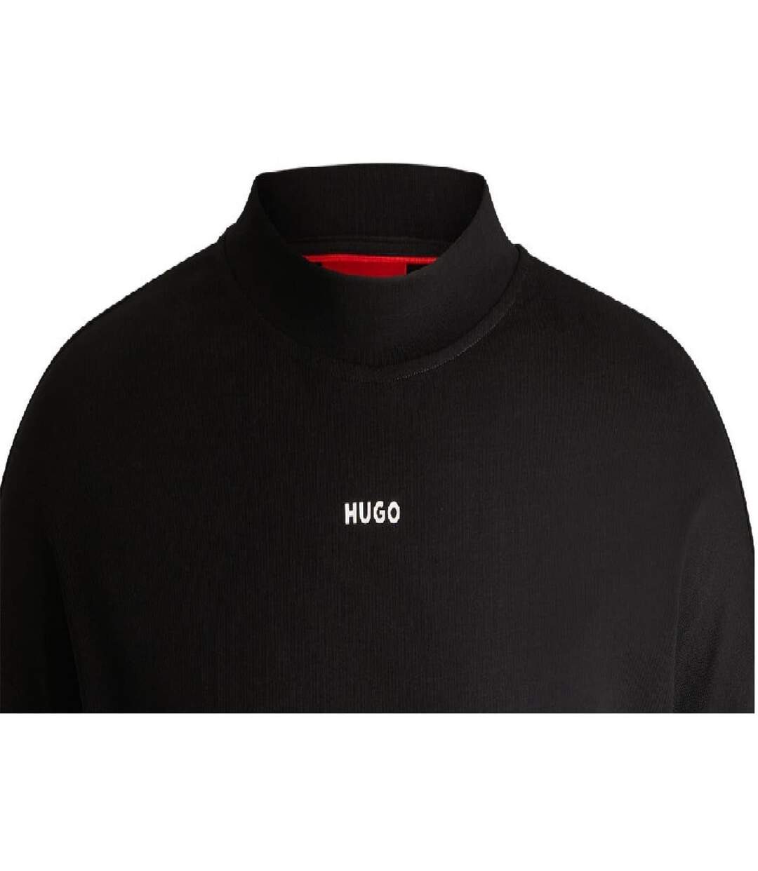 Mens Mock Neck Long-sleeved T-shirt Black Hugo-3