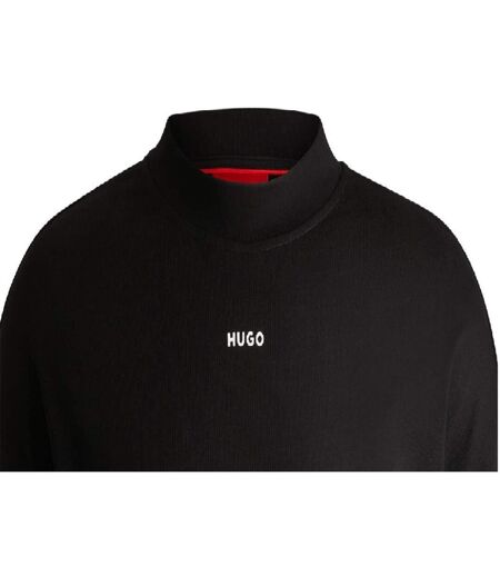 Mens Mock Neck Long-sleeved T-shirt Black Hugo