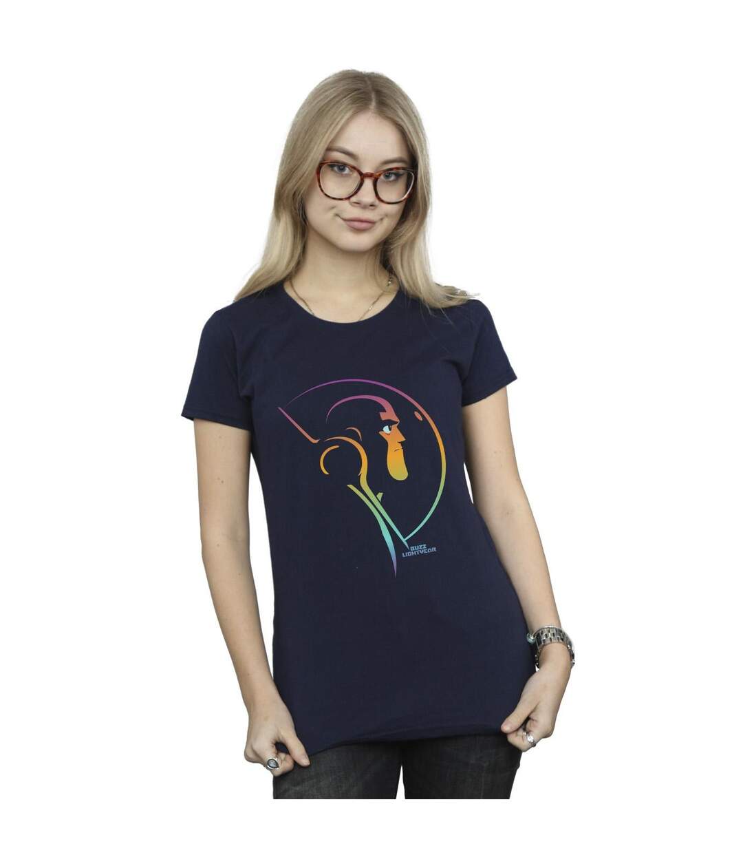 Disney T-shirt en coton Lightyear Blended Stare - Femmes/Dames (Bleu marine) - UTBI28931-2