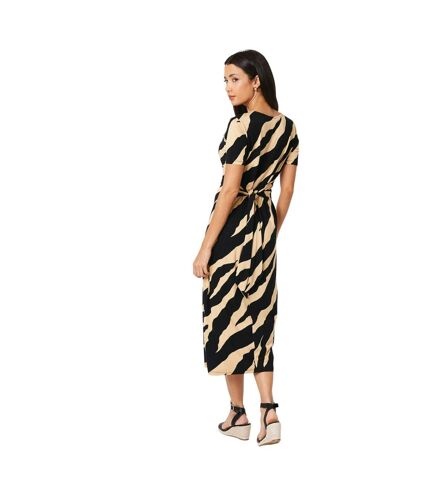 Womens/ladies tiger print jersey belt t-shirt dress black Principles