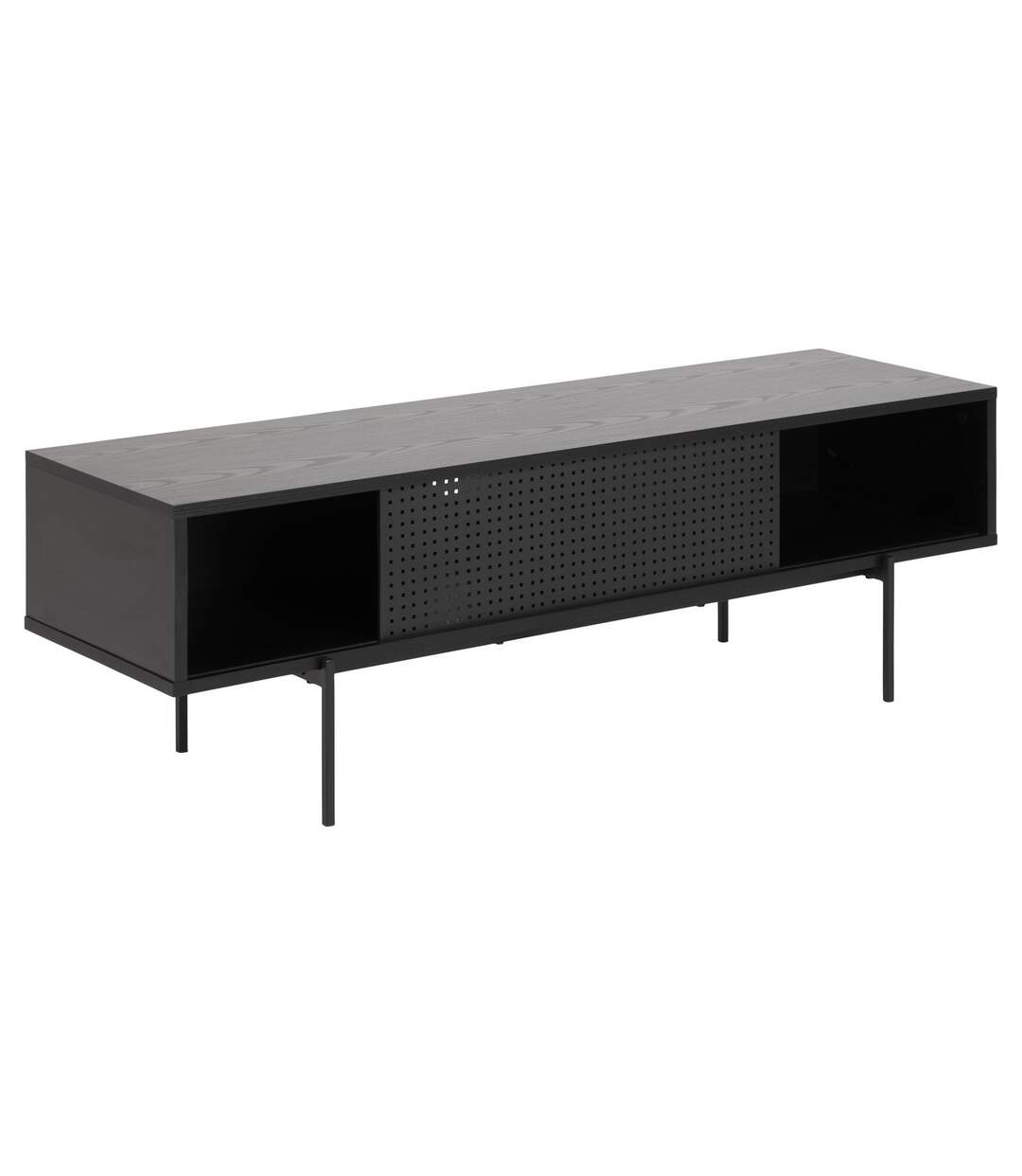 Meuble TV en MDF et Métal avec 1 porte coulissante - Noir-3