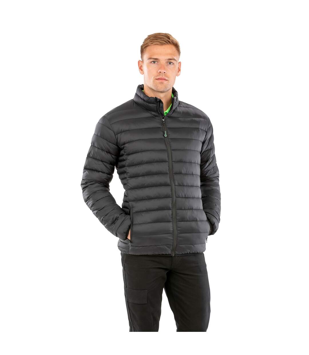 Mens recycled padded jacket black Result Genuine Recycled