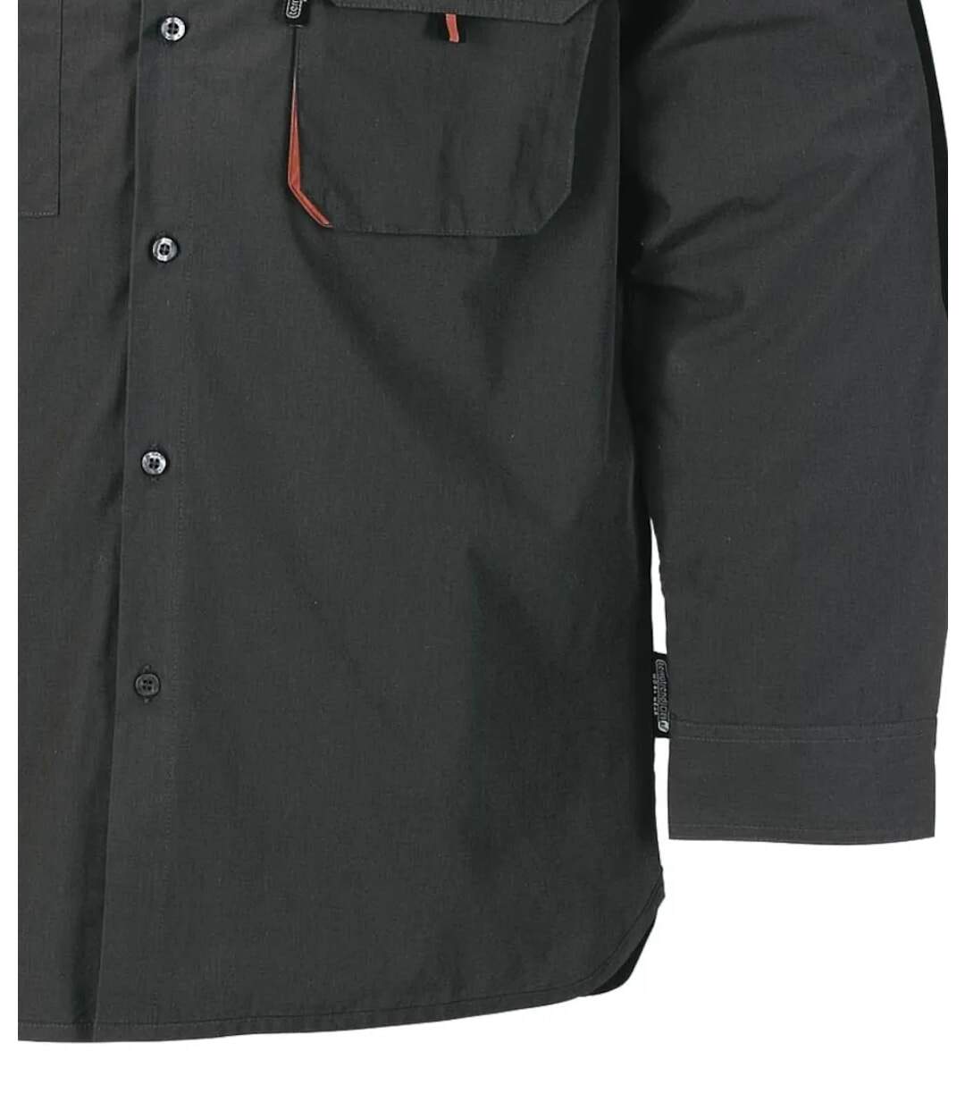 TERRATREND 3108 — Chemise à carreaux manches longues gris, noir et orange : robustesse polycoton et renforts Oxford-5