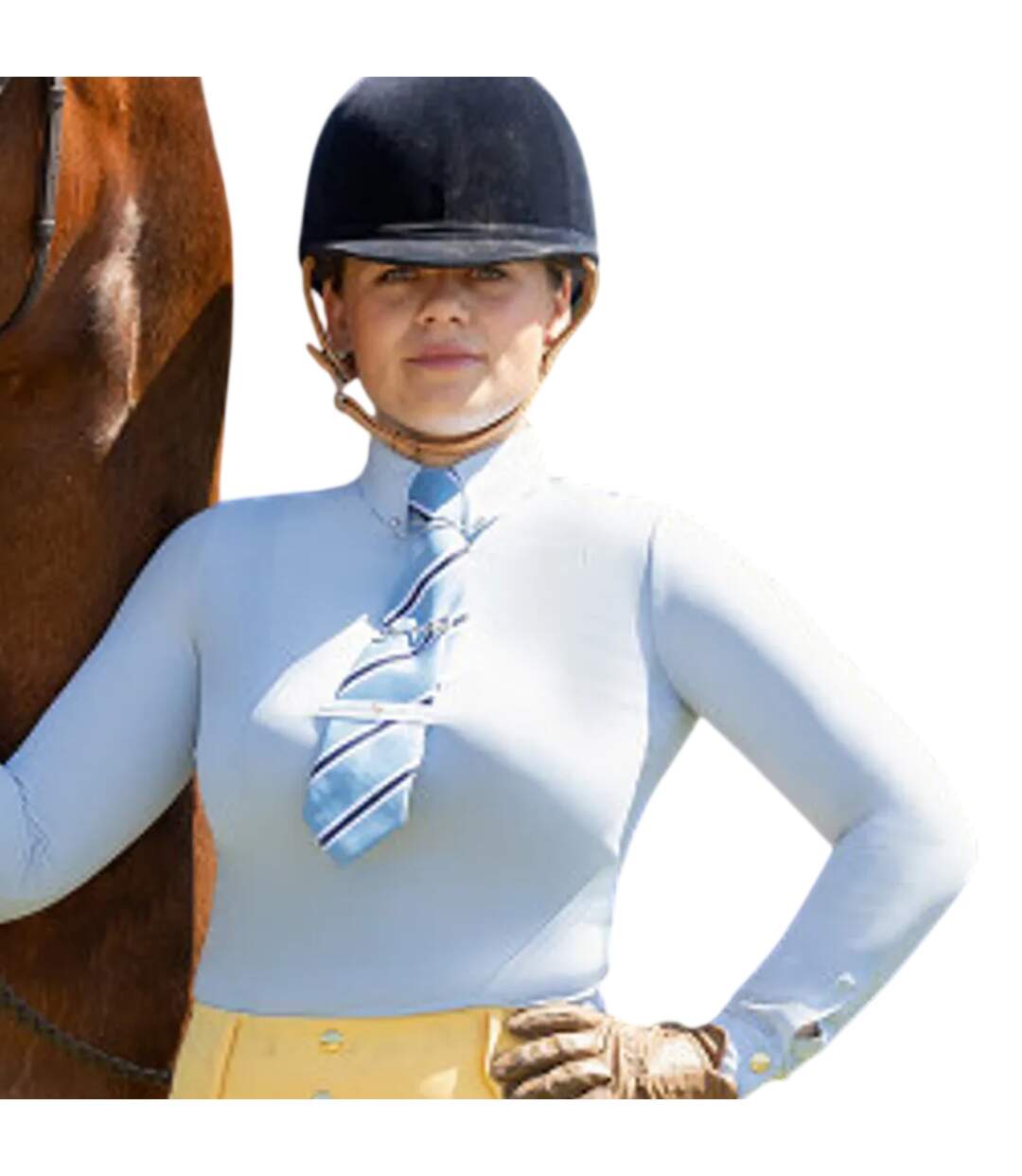 Womens/ladies Champion Show Rider Quarter Zip Long-sleeved Competition Shirt Blue Supreme Products-3
