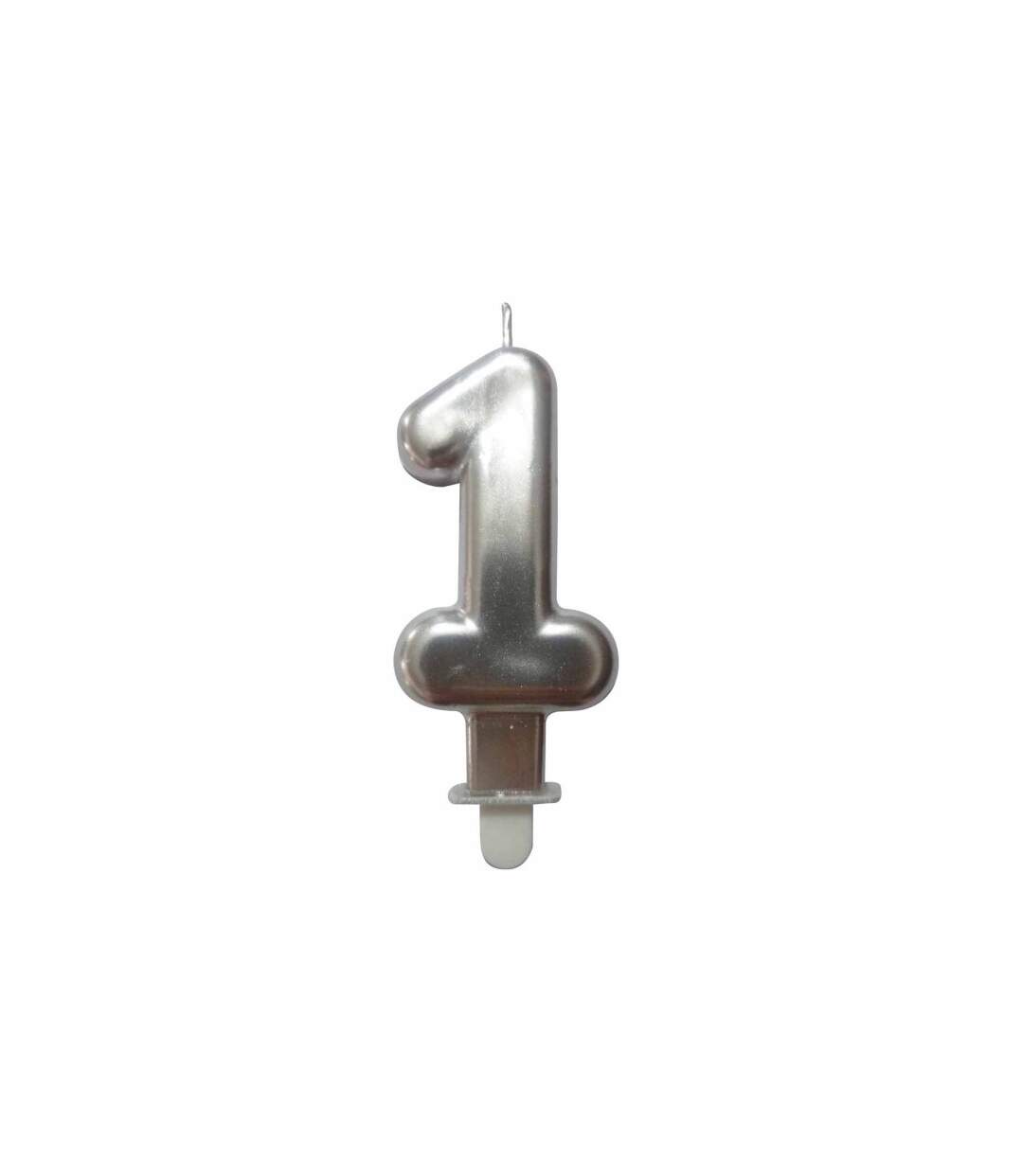 Bougie d'Anniversaire Chiffre 1 7cm Argent-1