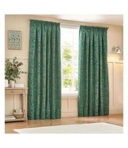 Nature grantley jacquard pencil pleat curtains 117cm x 137cm emerald Wylder