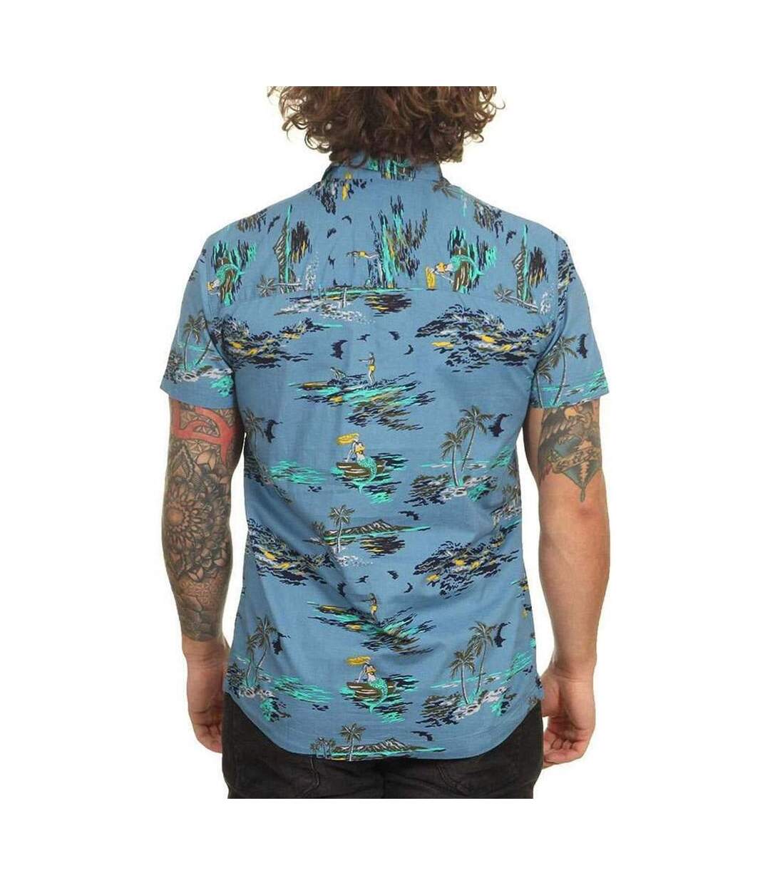 Chemisette Manches Courtes Bleu à Imprimés Homme O'Neill Tropical - XS-2