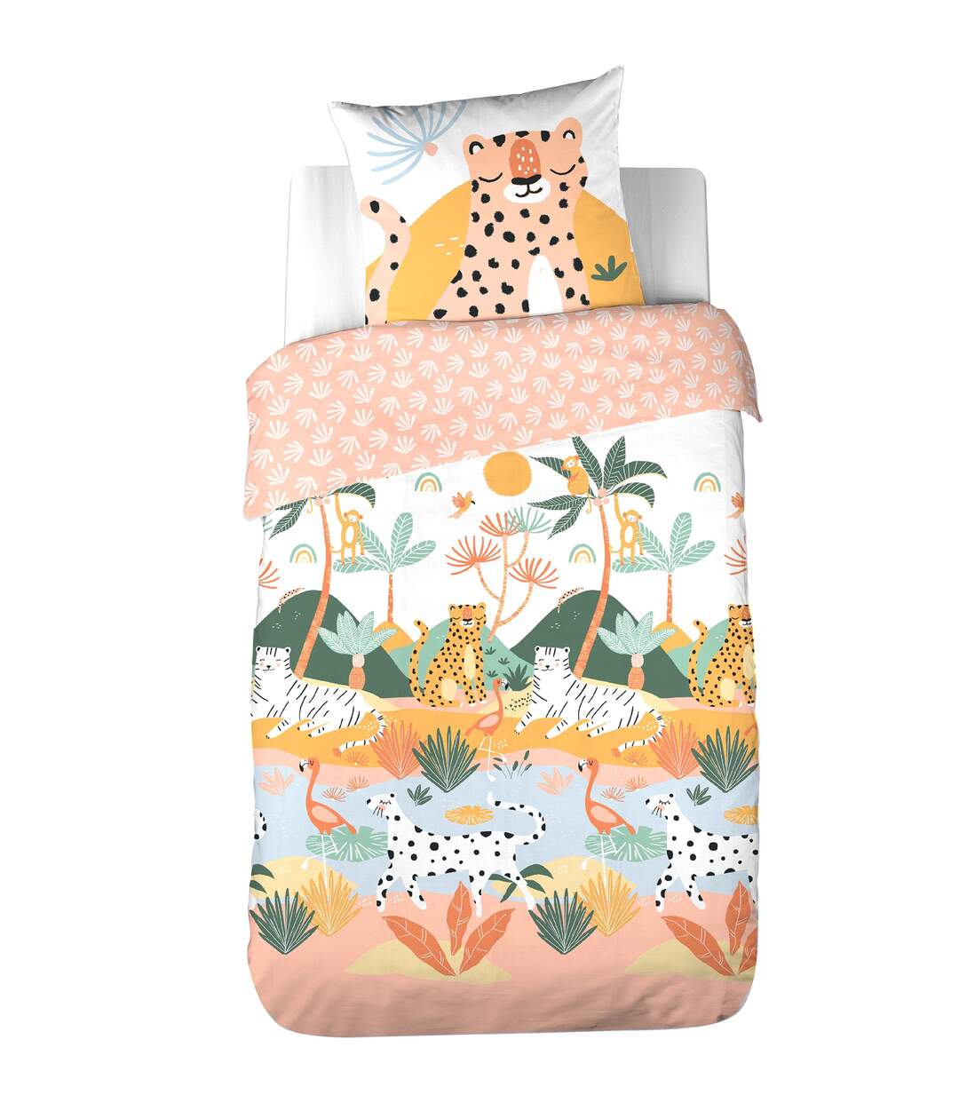 Parure de lit enfant Léopard - 100% coton adouci 57 fils - 140 x 200 cm-1