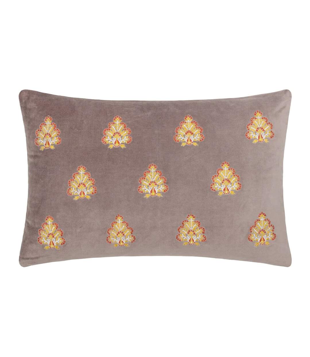 Rennes embroidered cushion cover 60cm x 40cm taupe Paoletti