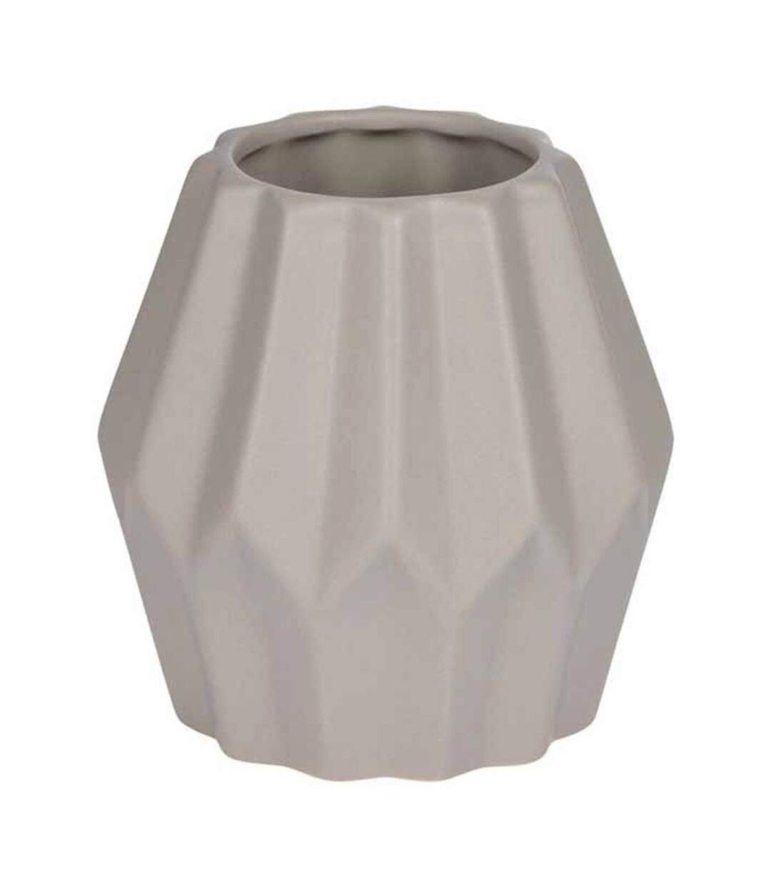 Vase Déco en Céramique Origami 12cm Taupe-1
