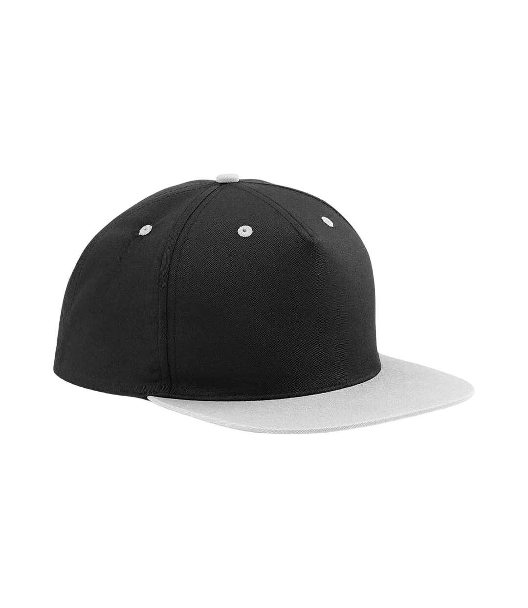 Contrast 5 Panel Snapback Cap Black Grey Beechfield-1