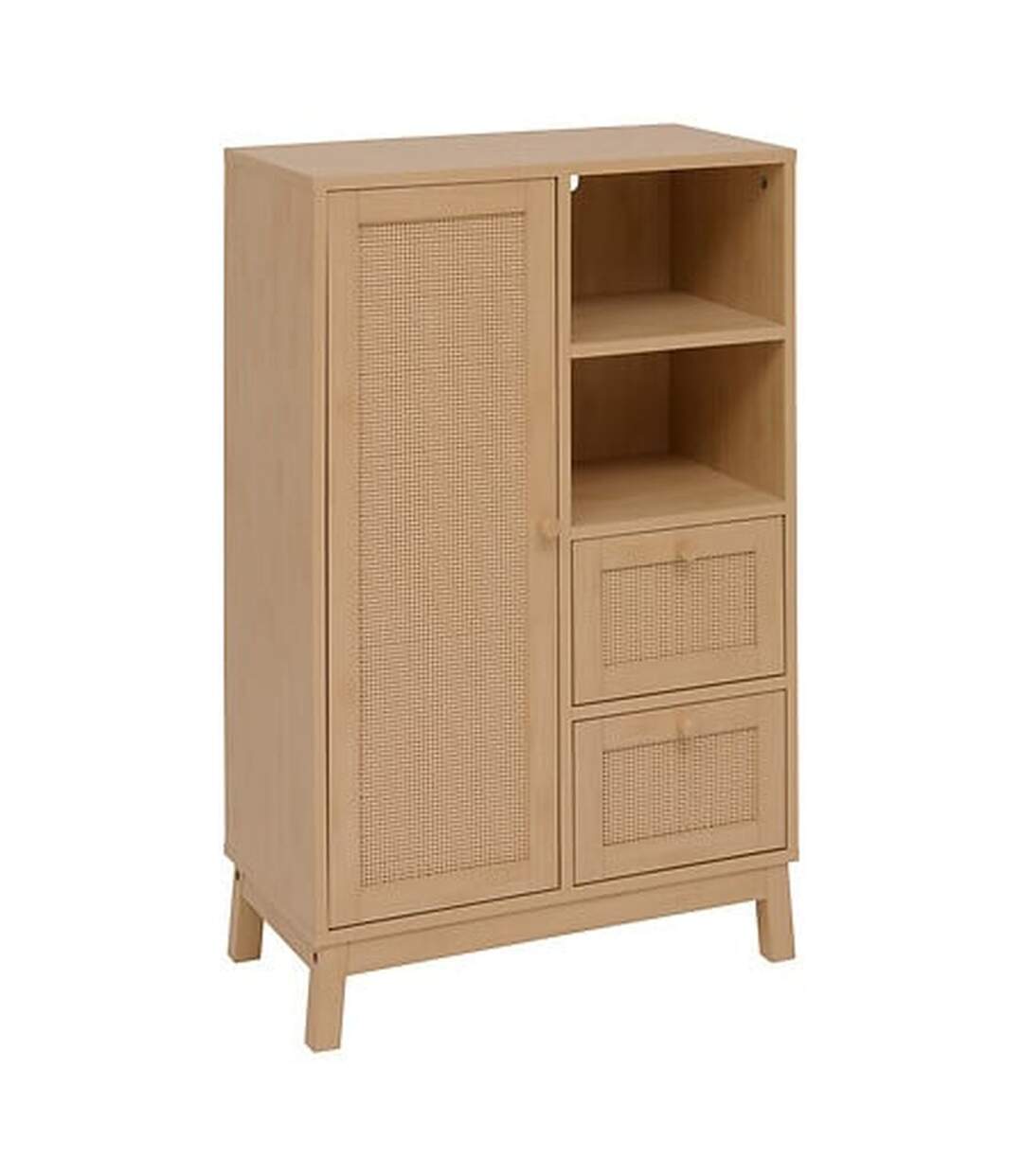 Meuble de rangement en rotin 2 tiroirs et 1 porte CANE - Marron-1